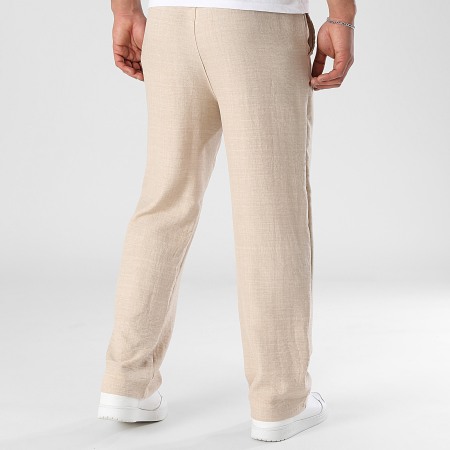 LBO - Lot De 2 Pantalons Larges Effet Lin 2137 Noir Beige